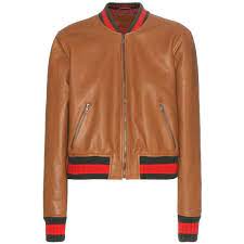 Gucci Exclusive 2 805 Liked On Polyvore Featuring Outerwear Jackets Gucci Bomber Gucci Leather Flight Jacket Brown Bomber Jacket Leather Jacket Style