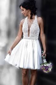 Short White Homecoming Dress With Beaded Top Homecoming2k19 Cheap Chiffon Bridesmaid Dresses White Homecoming Dresses Dresses