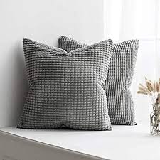 Amazon Com Muilee Pack Of 2 Corduroy Soft Soild Decorative Square Throw Pillow Covers Set Cushi In 2020 Throw Pillows Decorative Throw Pillow Covers Grey Pillow Cases