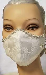 rhinestone bridal mask choose brocade or silk shantung white off white ivory filter pocket hand washable free ship made in us bridal mask mouth mask fashion fashion face mask