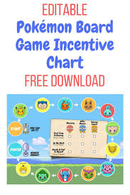 pokemon game incentive chart printable reward charts