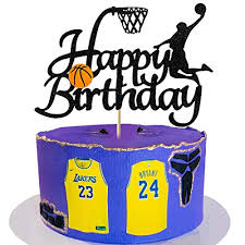 Planning a sports themed birthday party for a special birthday boy or girl? Vivicraft Basketball Theme Cake Topper For Boy Birthday Decorations Double Sided Glittery Happy Birthday Basketball Cake Toppers For Party Supplies 1pcs Black Pricepulse