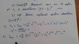 , de unde deducem usor formula termenului general. Binomul Lui Newton Exercitii Rezolvate Youtube