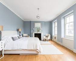 The shade of blue paint you choose can completely change the vibe in your space, from bold and mediterranean to cool and fresh to grey and calming. Krypton Sherwin William Home Design Light Blue Bedroom Grey Bedroom With Pop Of Color Grey Bedroom Paint