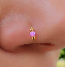 Amazon Com Tiny Pink Opal Nose Hoop Ring Piercings 24 Gauage Nose Hoop Piercings 14k Gold Filled Pink Opal Nose Rings Handmade Products