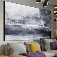 Wall Art Modern Black And White Prints Black White Paintinglarge Abstract Painting Landscape Etsy Horizontal Wall Art Large Canvas Art Large Abstract Painting