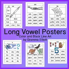 Long Vowel Word Family Posters In Color And Bw For 46 Word Families Long Vowel Words Word Families Rhyming Words
