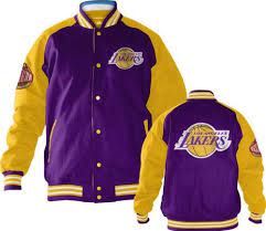 Los Angeles Lakers Snap Front Varsity Reversible Jacket This Medium Weight Los Angeles Lakers Snap Front Varsity Re Lakers Jacket Jackets Casual School Outfits