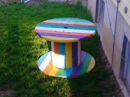 Large Electrical Spool Painted For An Outdoor Table Wooden Spool Projects Spool Tables Wooden Spool Tables