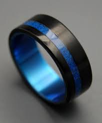 Black And Blue Titanium Wedding Band Black Rings Titanium Ring Titanium Resin Wedding Band Blue Etsy Rings For Men Black Rings Titanium Rings