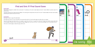 find and sink /f/ final sound game