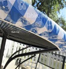 Spill proof, clean, disinfect simply by wiping off! Vinyl Check Tablecloths Elastic Grip