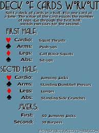 Deck Of Cards Workout Works 4 Major Zones No Boredom B C Exercises Are Different For The 1st And 2nd Half Of Worko Card Workout Workout Games Workout Tumblr