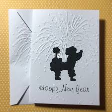 Poodle Happy New Year Card Fireworks Cards Card Dog Cards Greeting Cards Stationery Set Blank Note Card A Happy New Year Cards Blank Note Cards Dog Cards