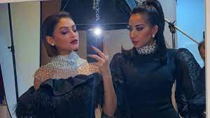 فرح الهادي واختها شوق مطقمين بفساتين سهره فخمة😍 - YouTube