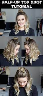 Half Up Top Knot Tutorial Short Hair Short Hair Tutorial Wavy Hair Tutorial Wavy Hairstyles Tutorial Short Hair Tutorial Short Hair Top Knot