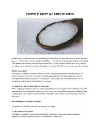 Engelman recommends 5 home remedies: Benefits Of Epsom Salt Baths For Babies By Moma Baby Etc Issuu