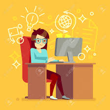 Suche in den portalen der bundesagentur für arbeit. Kreative Madchen Zu Hause Arbeiten Buro Mit Computer Vektor Illustration Frau Freiberufler Oder Sekretarin Charakter Lizenzfrei Nutzbare Vektorgrafiken Clip Arts Illustrationen Image 66411465