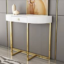 A console table, also called a sofa table, brings beauty and practicality in many more locations than simply behind a sofa. 39 White Small Demilune Console Table With Storage 1 Drawer Gold Hardware Stainless Steel