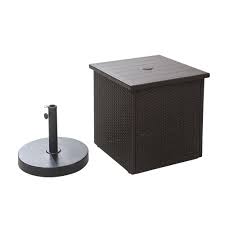 Tooca patio side table with umbrella hole,patio umbrella base, umbrella stand outdoor base square side table for bistro, balcony, backyard, patio, garden, deck, 21l x 21w x 18h inch, black,1.57''hole. View 15 White Umbrella Stand Side Table