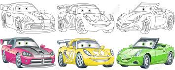 This racing car coloring page has the outlines of francesco bernoulli, a famous cartoon character from the disney movie cars. Cartoon Cars Coloring Pages For Kids Colorful Clipart Characters Childish Designs For T Shirt Print Icon Label Patch Or Sticker Vector Illustration Royalty Free Cliparts Vectors And Stock Illustration Image 148049434