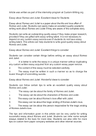 Today, the title characters are regarded as archetypal young lovers. Calameo Essay About Romeo And Juliet Excellent Ideas For Students