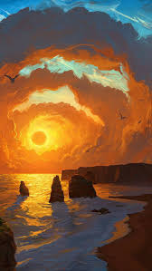 Wallpaper Landscape Wallpaper Sunset Art Landscape Illustration