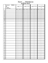 Attendance Chart Editable All Year 2017 2018