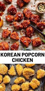 Oven Fried Korean Popcorn Chicken Chicken Recipes Healthy Snacks Recipes Poultry Recipes