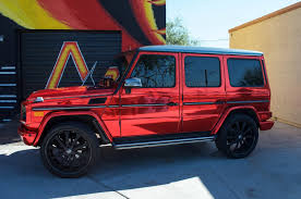 Mercedes Benz G Wagon Factory White Red Chrome Black Chrome Roof Side Mirrors Gloss Black Tire Cover Inte G Wagon Mercedes G Wagon Dream Cars Jeep