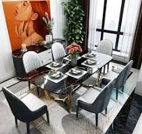 Stainless Steel Rectangular Square Marble Top Dining Table ...