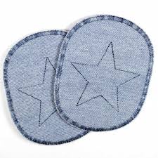 One can also make his own personal design by making embroidered patches or just cutting out designs from another fabric to create letter patches or music. Iron On Patches Light Blue Denim Multicolor Blue Star Set Of 2 Badges