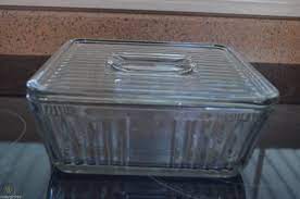 Made of nylon or cloth; Anchor Hocking Vntg Design 1932 Refrigerator Glass Storage Container With Lid 1724518477