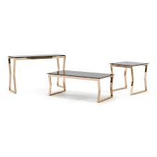 Gdf studio bushwick rectangular rotating wood coffee table. Furniture Of America Syann Black Glass Top 3 Piece Coffee Table Set In Gold Idf 4404 3pc