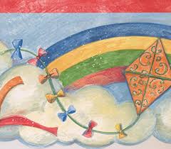 Wallpaper border designs from yesteryear, including several vintage wallpaper borders, and several retro wallpaper borders. Rainbow Colorful Kites In The Clouds Retro Wallpaper Border For Kids Roll 15 X 7 Buy Online In Paraguay At Desertcart Com Py Productid 59280719