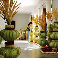 Coconut Leaves With Flower Flower Decorations Beautiful Wedding Decorations Marriage Decoration