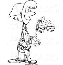 Maybe you would like to learn more about one of these? Vector Of A Cartoon Female Carpenter Holding A Saw And Tossing A Hammer Outlined Coloring Page By Toonaday 18490