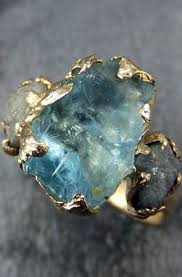 Beautiful Shops Raw Uncut Aquamarine Diamond Gold Engagement Ring Aquamarine Jewelry Diamond Jewelry Jewelry