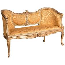 Elegant French Sofa With Golden Yellow Seat Cover In Louis Quinze Style Rustic Furniture Diy French Furniture Sofa French Sofa