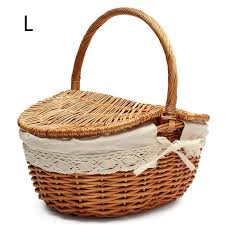 Available with out handles deduct.05. Flyinghedwig Handmade Wicker Basket With Handle Wicker Camping Picnic Basket With Double Lids Shopping Storage Hamper Basket With Cream Lining Two Colors Wooden Large Buy Online In Antigua And Barbuda At Antigua Desertcart Com