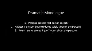 A monologue is a poem that shares many features with a speech from a play: Victorianism The Dramatic Monologue Youtube