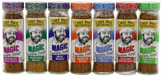 All Seven Of Chef Paul S Original Magic Seasonings In One Package One Bottle Each Of Chef Pauls Blackened Steak Meat Seasoning Vegetable Seasoning Seasonings