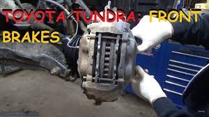 When you start to brake your car, the pistons that are in the caliper create a downward force on the brake pad which compresses the rotor. Toyota Tundra Front Brakes Youtube