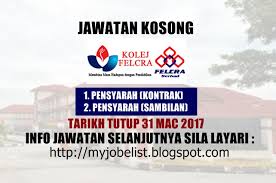 Oil palm plant breeder 2. Jawatan Kosong Di Kolej Felcra 31 Mac 2017