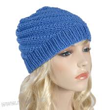 Blue Knit Women's Swirl Ribbed Beanie Knit Hat Women's Ribbed Hat Merino  Wool Hat
