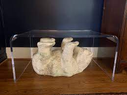 Description the sereno marble coffee table by anna new york by rablabs balances the luxury of seamless marble upon four ultra slim legs. Polar Bear Under Acrylic Waterfall Table Album On Imgur