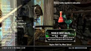 Skyrim Fortify Alchemy Potion Recipe