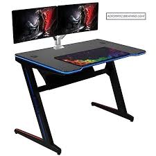 Kinsal Z Shaped Gaming Desk Computer Desk Table Fighting Rgb Led Breathing Light With Free Mousepad Racing Table E Sports Durable Erg Pc Desk Gaming Desk Desk