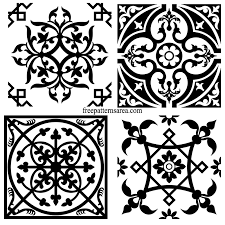 Black And White Stencil Pattern Decorative Square Ornament Tile Art Vector Patterns Freepatternsarea Printable Stencil Patterns Free Stencils Printables Templates Stencil Patterns Templates