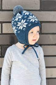Snowflakes Jacquard Hat Warm Toddler Hat Pompom Kids Hat Earflap Winter Hat Double Layer Hat Knitted Hats Kids Toddler Hat Kids Hats